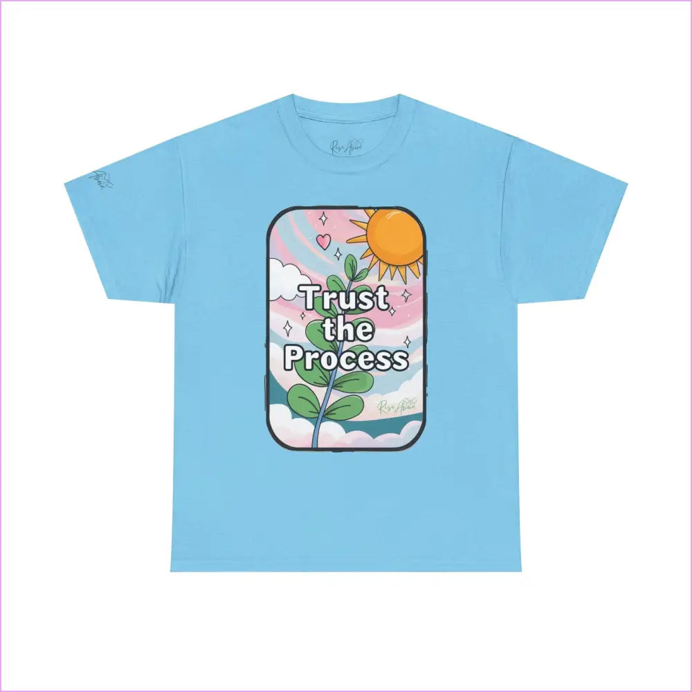 Inspiring Unisex Heavy Cotton Tee - ’Trust the Process’ - Sky / S - T-Shirt