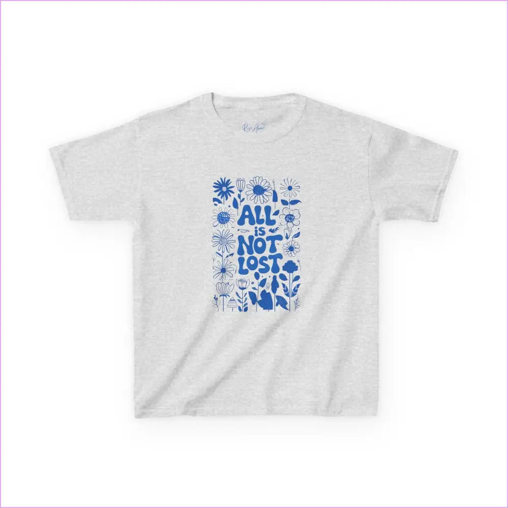 Kids Heavy Cotton™ Tee - ’All is Not Lost’ Floral Design - Ash / XS - Kids clothes