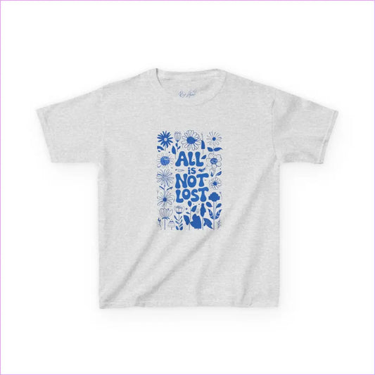Kids Heavy Cotton™ Tee - ’All is Not Lost’ Floral Design - Ash / XS - Kids clothes