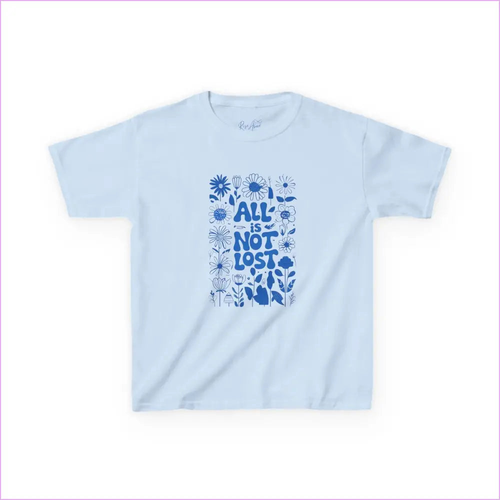 Kids Heavy Cotton™ Tee - ’All is Not Lost’ Floral Design - Light Blue / XS - Kids clothes