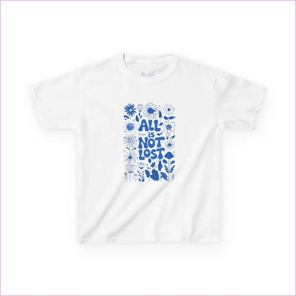 Kids Heavy Cotton™ Tee - ’All is Not Lost’ Floral Design - White / XS - Kids clothes