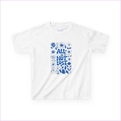 Kids Heavy Cotton™ Tee - ’All is Not Lost’ Floral Design - White / XS - Kids clothes
