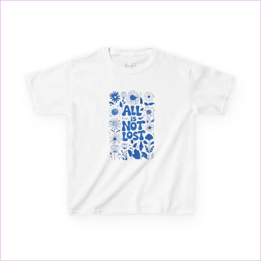 Kids Heavy Cotton™ Tee - ’All is Not Lost’ Floral Design - White / XS - Kids clothes