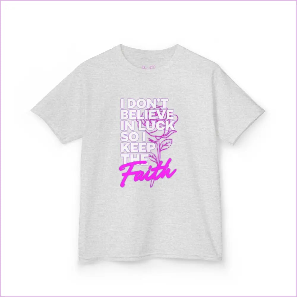 Kids Heavy Cotton Tee - ’I Don’t Believe in Luck Keep the Faith’ - Kids clothes
