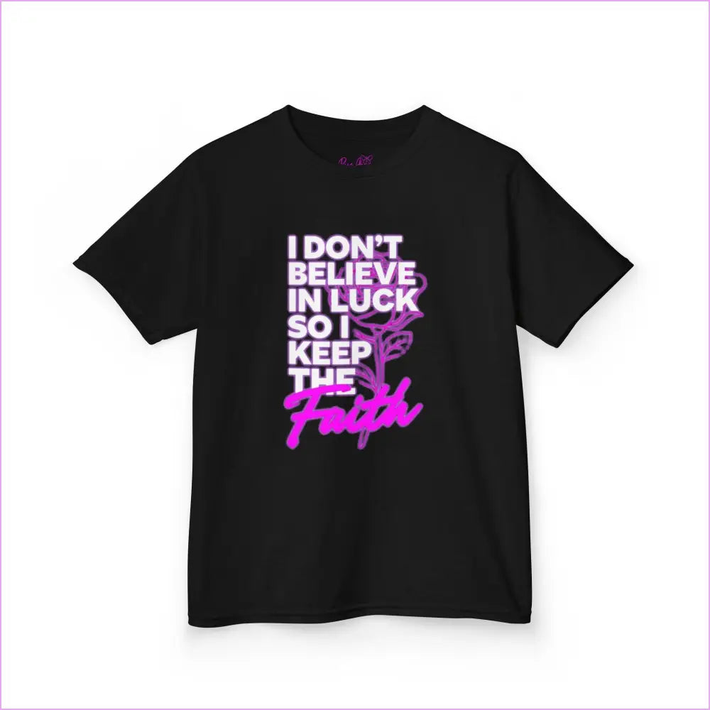Kids Heavy Cotton Tee - ’I Don’t Believe in Luck Keep the Faith’ - Kids clothes