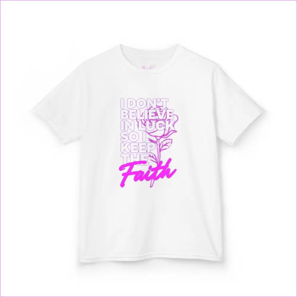 Kids Heavy Cotton Tee - ’I Don’t Believe in Luck Keep the Faith’ - Kids clothes
