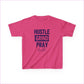 Kids Hustle Grind Pray Tee - Motivational Cotton T-Shirt for Young Dreamers - Heliconia / XS - Kids clothes