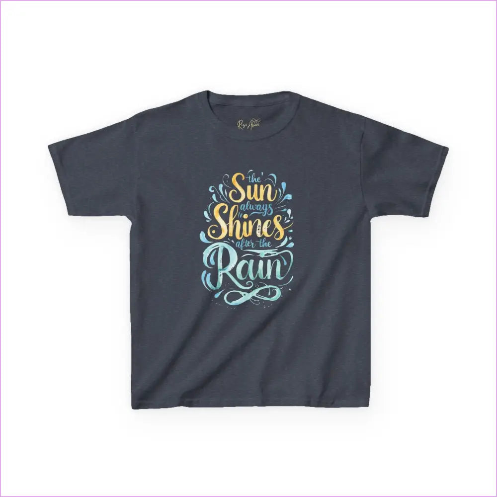 Kids Inspirational Tee: ’The Sun Always Shines After the Rain’ - Heather Navy / XS - Kids clothes