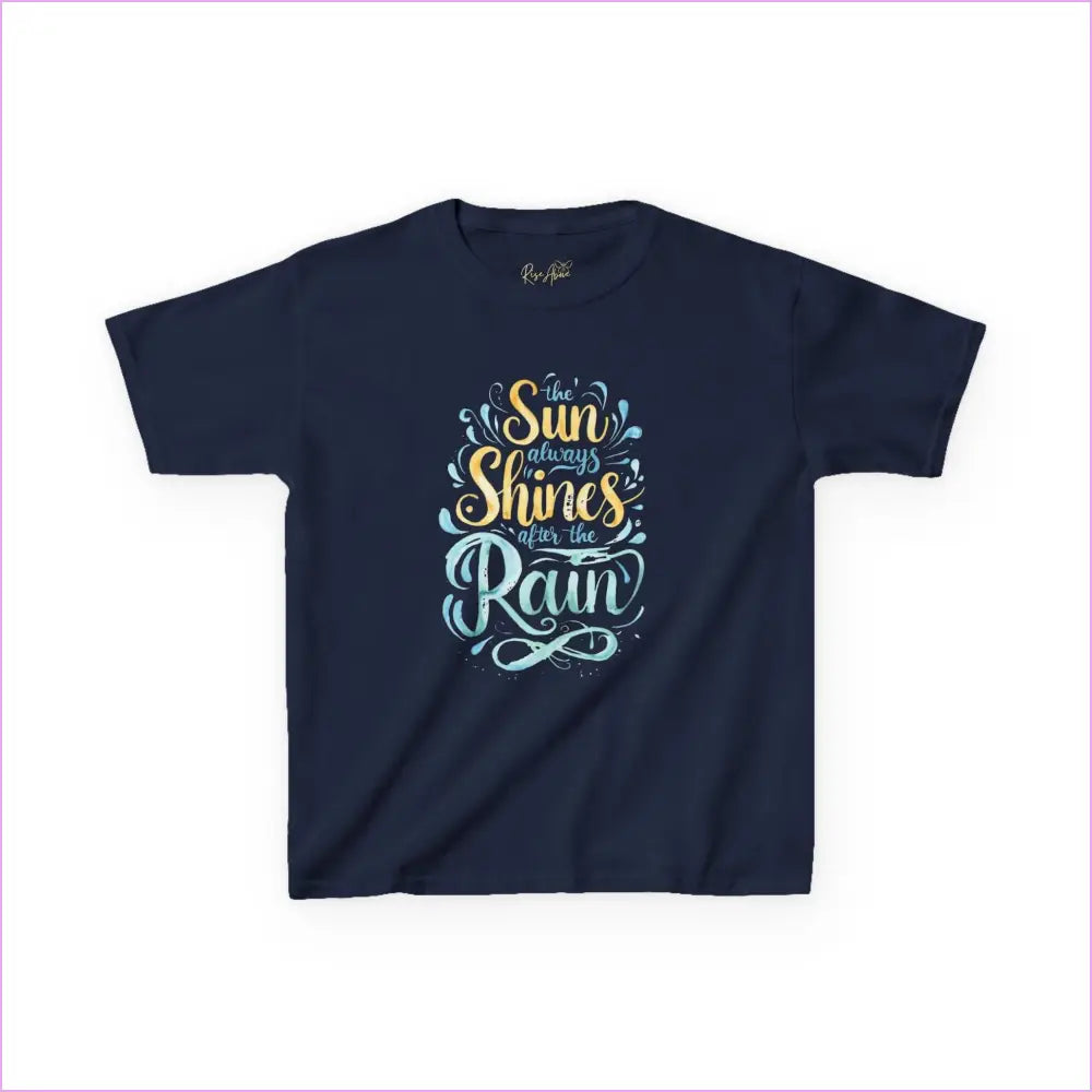 Kids Inspirational Tee: ’The Sun Always Shines After the Rain’ - Navy / XS - Kids clothes