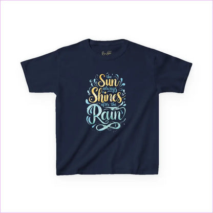 Kids Inspirational Tee: ’The Sun Always Shines After the Rain’ - Navy / XS - Kids clothes