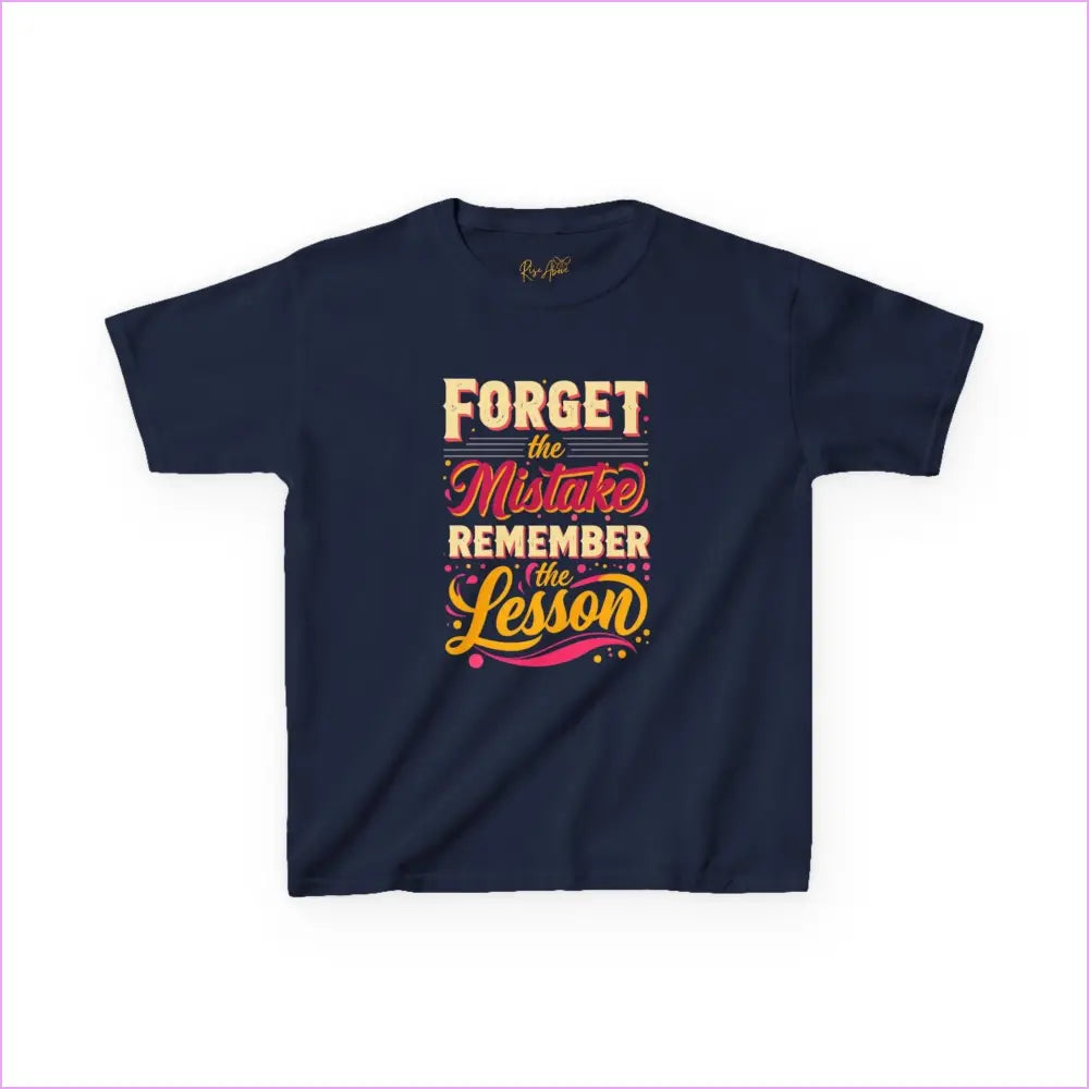 Kids Motivational Tee - ’Forget the Mistake Remember the Lesson’ - Navy / XS - Kids clothes