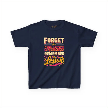 Kids Motivational Tee - ’Forget the Mistake Remember the Lesson’ - Navy / XS - Kids clothes