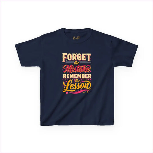 Kids Motivational Tee - ’Forget the Mistake Remember the Lesson’ - Navy / XS - Kids clothes
