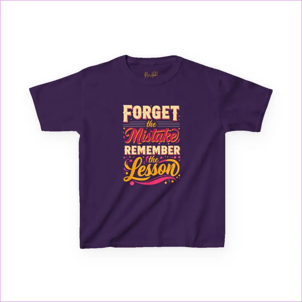 Kids Motivational Tee - ’Forget the Mistake Remember the Lesson’ - Purple / XS - Kids clothes