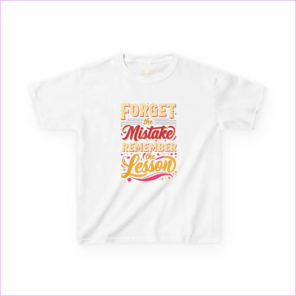 Kids Motivational Tee - ’Forget the Mistake Remember the Lesson’ - White / XS - Kids clothes