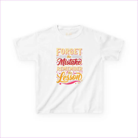 Kids Motivational Tee - ’Forget the Mistake Remember the Lesson’ - White / XS - Kids clothes