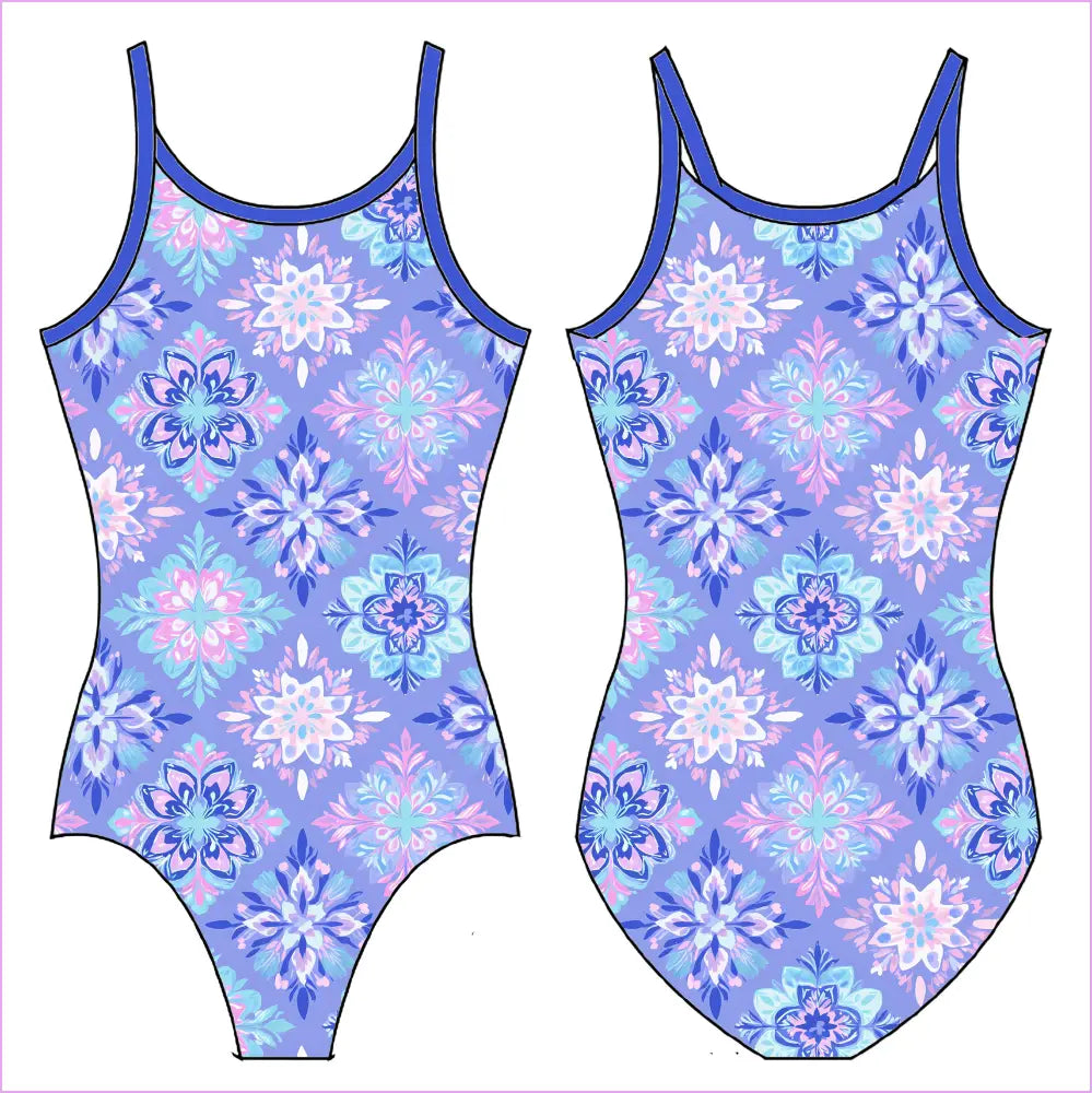 PERIWINKLE SNOWFLAKES GYMNASTICS LEOTARD - GYMNASTICS LEOTARDS