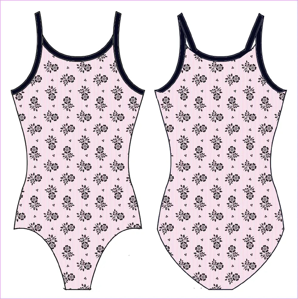 PINK AND BLACK FLORAL GYMNASTICS LEOTARD - GYMNASTICS LEOTARDS