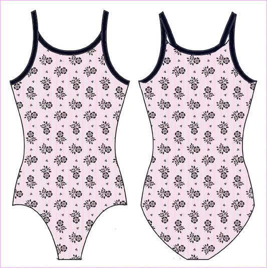 PINK AND BLACK FLORAL GYMNASTICS LEOTARD - GYMNASTICS LEOTARDS