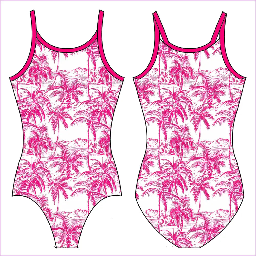 PINK PALM TREES GYMNASTICS LEOTARD - GYMNASTICS LEOTARDS