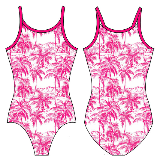 PINK PALM TREES GYMNASTICS LEOTARD
