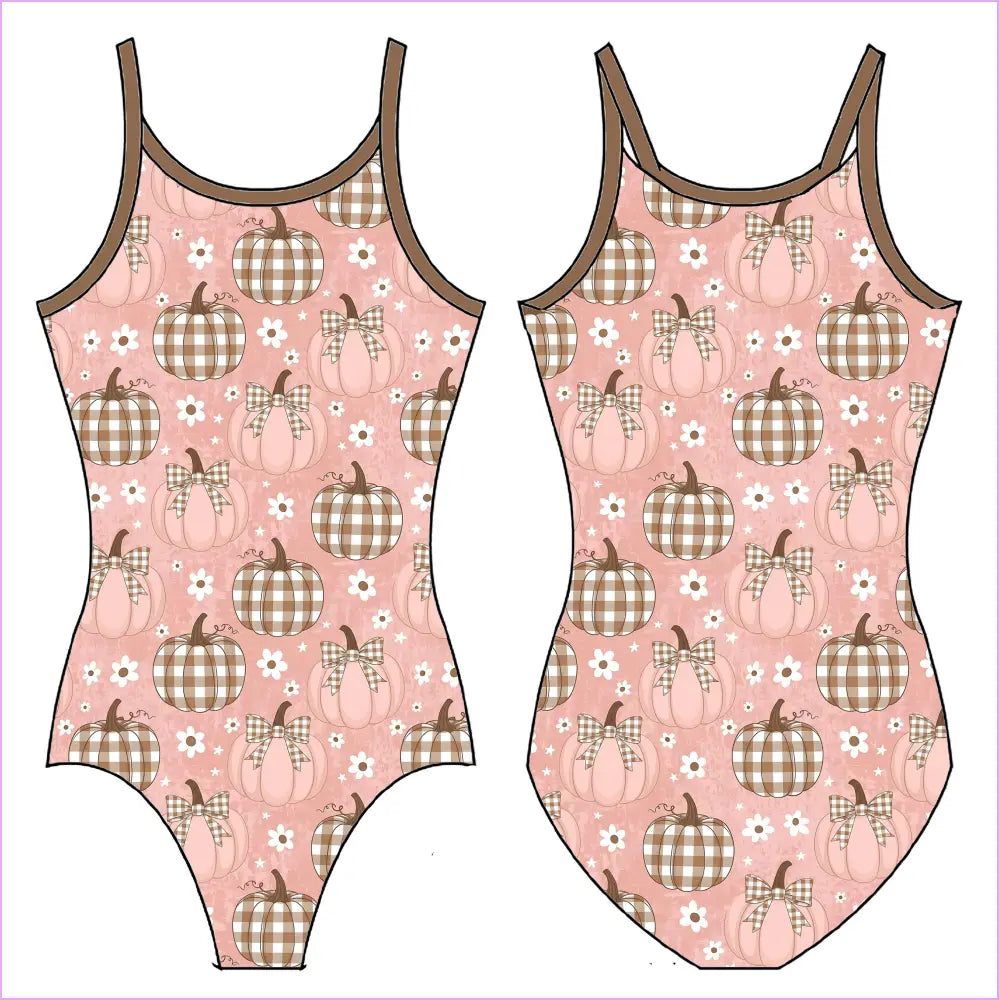 PLAID PUMPKIN PATCH GYMNASTICS LEOTARD - GYMNASTICS LEOTARDS