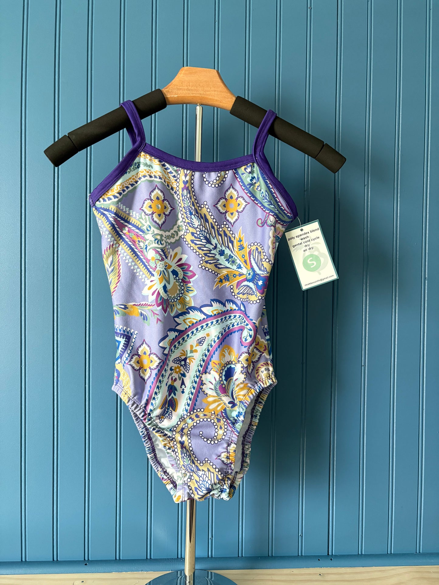 AS Thin Strap Purple Paisley Gymnastics leotard