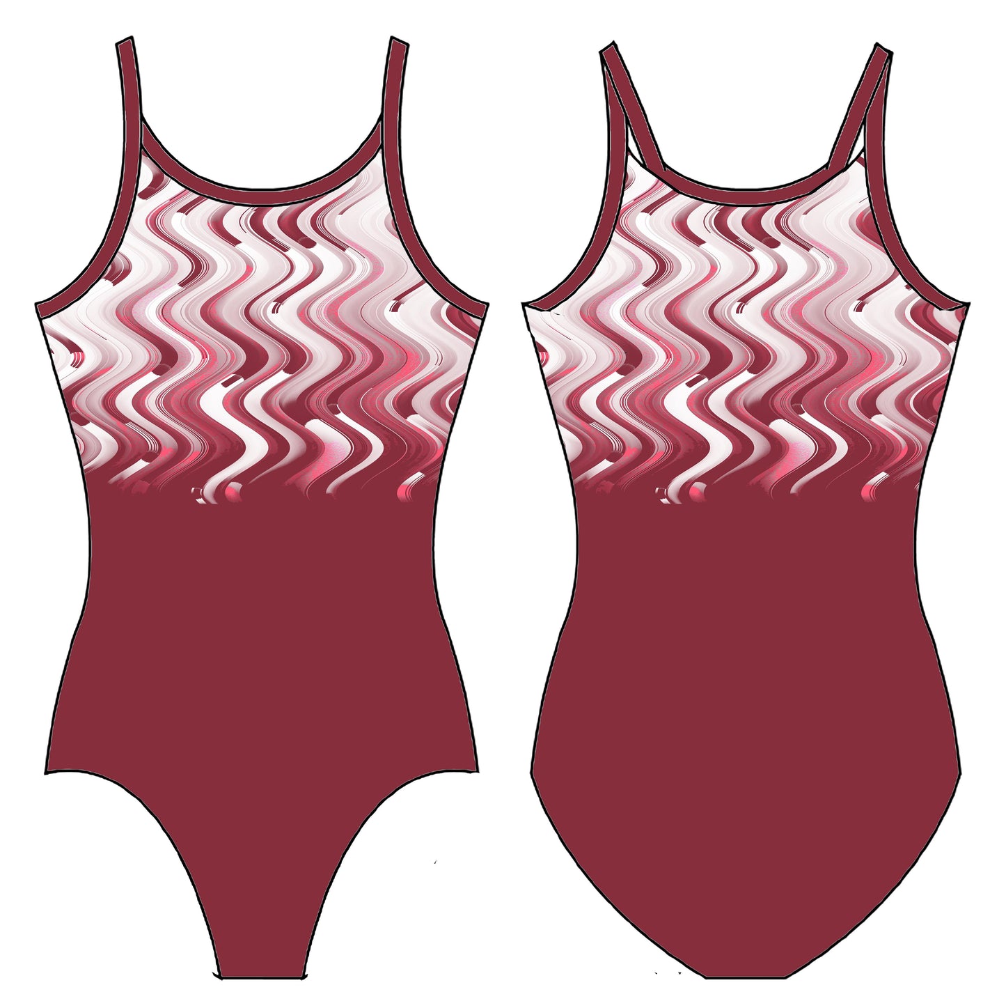 RED WAVES GYMNASTICS LEOTARD