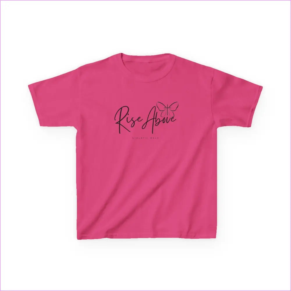 RISE ABOVE LOGO Kids Heavy Cotton™ Tee - Heliconia / XS - Kids clothes