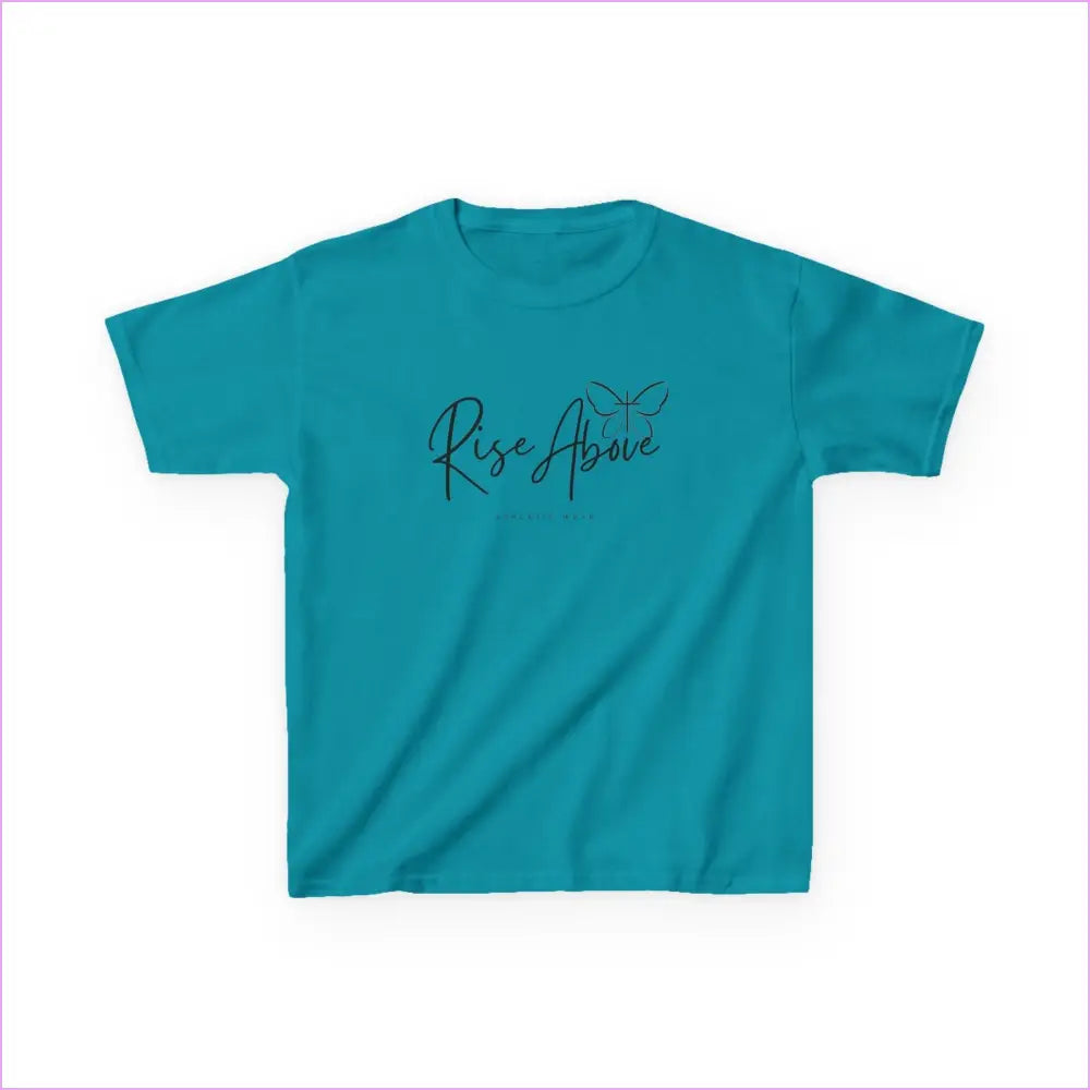 RISE ABOVE LOGO Kids Heavy Cotton™ Tee - Tropical Blue / XS - Kids clothes