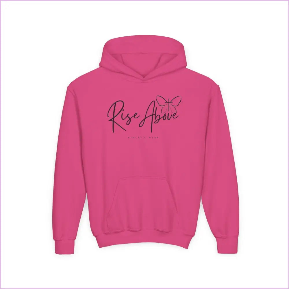 RISE ABOVE Youth Heavy Blend Hooded Sweatshirt - Heliconia / S - Kids clothes