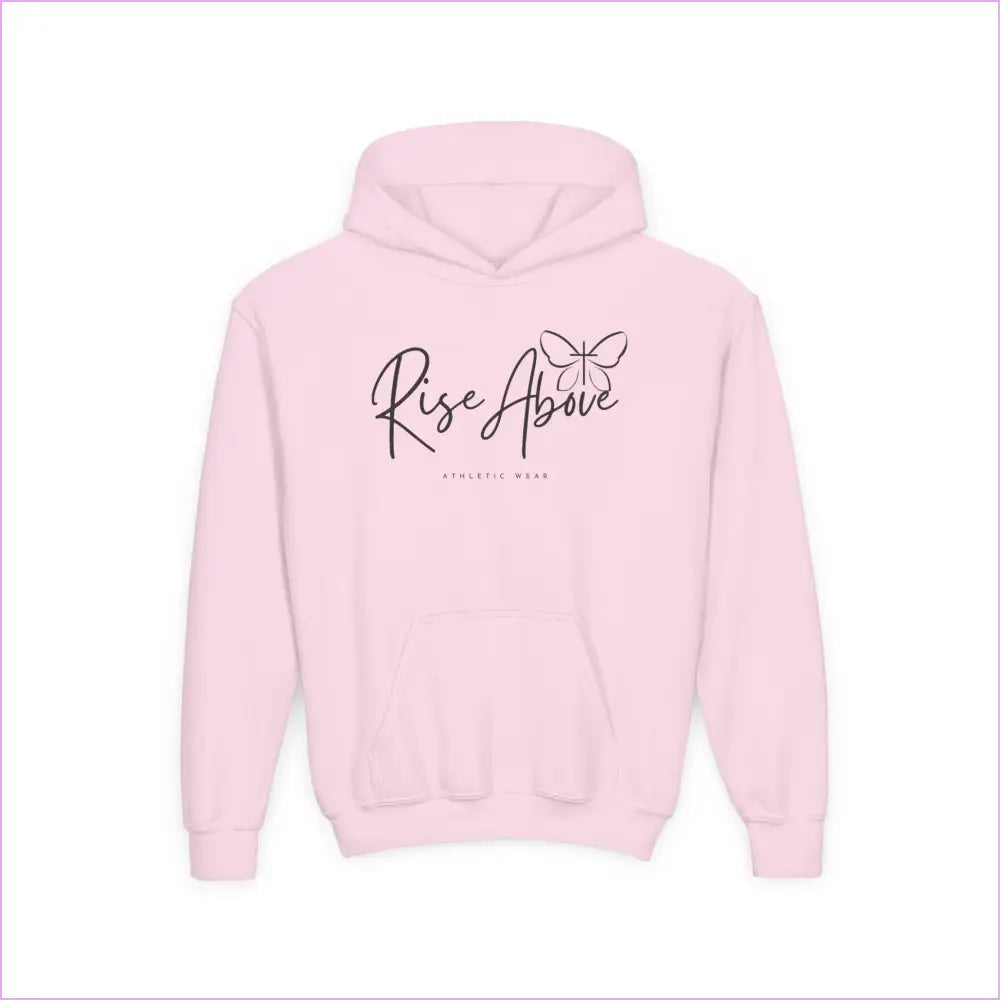 RISE ABOVE Youth Heavy Blend Hooded Sweatshirt - Light Pink / S - Kids clothes