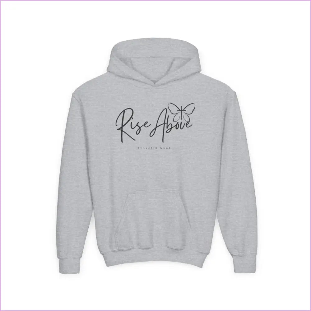 RISE ABOVE Youth Heavy Blend Hooded Sweatshirt - Sport Grey / S - Kids clothes