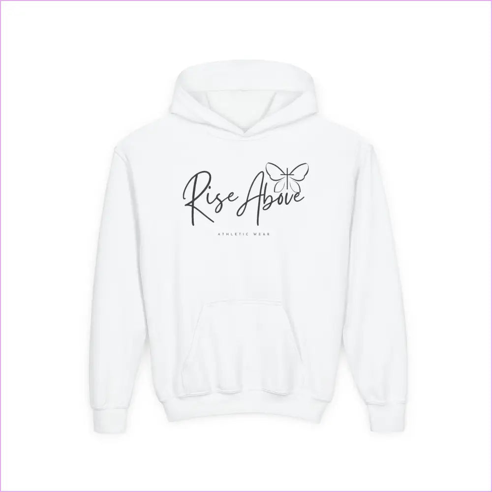 RISE ABOVE Youth Heavy Blend Hooded Sweatshirt - White / S - Kids clothes