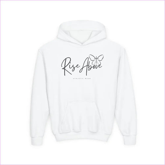 RISE ABOVE Youth Heavy Blend Hooded Sweatshirt - White / S - Kids clothes