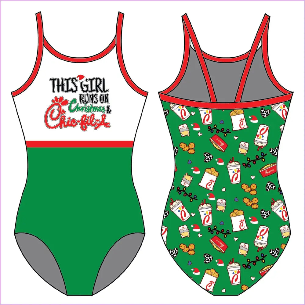 RUNS ON CHRISTMAS GYMNASTICS LEOTARD - GYMNASTICS LEOTARDS