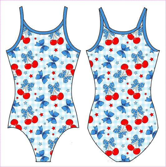 RWB CHERRIES GYMNASTICS LEOTARD - GYMNASTICS LEOTARDS