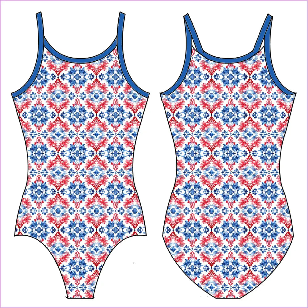 RWB DAMASK GYMNASTICS LEOTARD - GYMNASTICS LEOTARDS