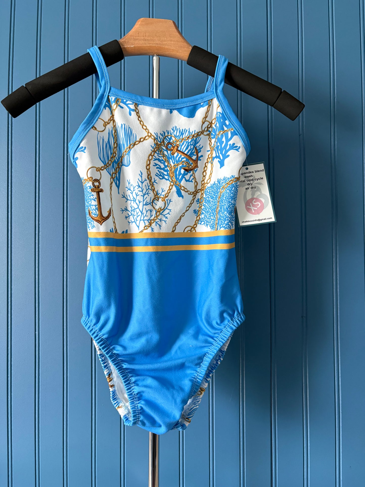 AXS thin strap Anchors Away Gymnastics leotard
