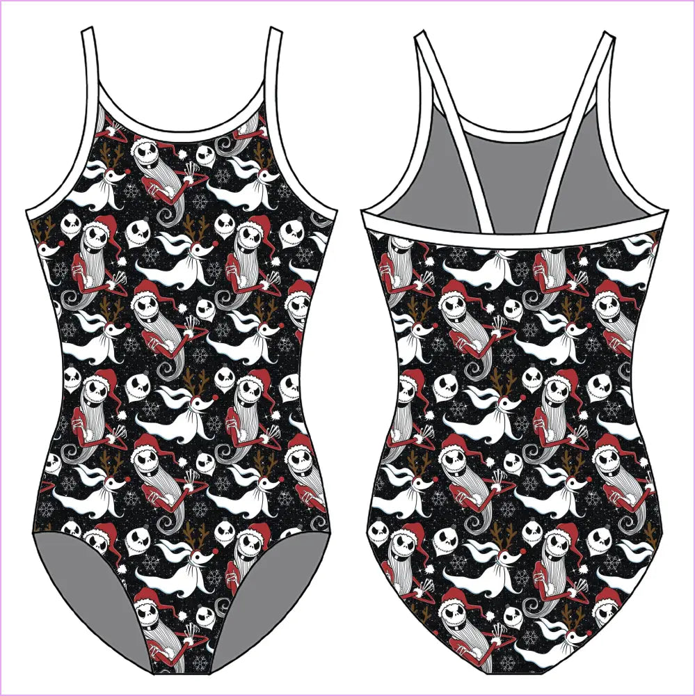 SANTA SKULLY GYMNASTICS LEOTARD - GYMNASTICS LEOTARDS