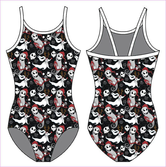 SANTA SKULLY GYMNASTICS LEOTARD - GYMNASTICS LEOTARDS