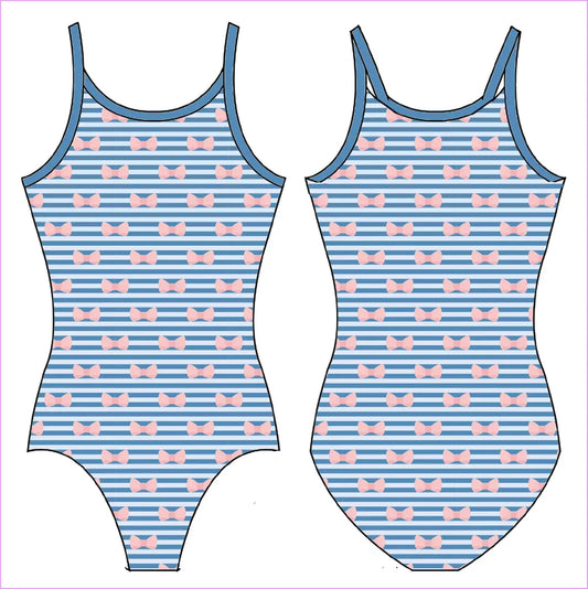 STRIPES AND BOWS GYMNASTICS LEOTARD - GYMNASTICS LEOTARDS