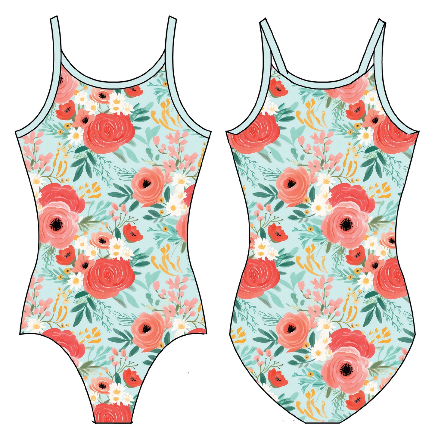 SUMMER FLORAL GYMNASTICS LEOTARD
