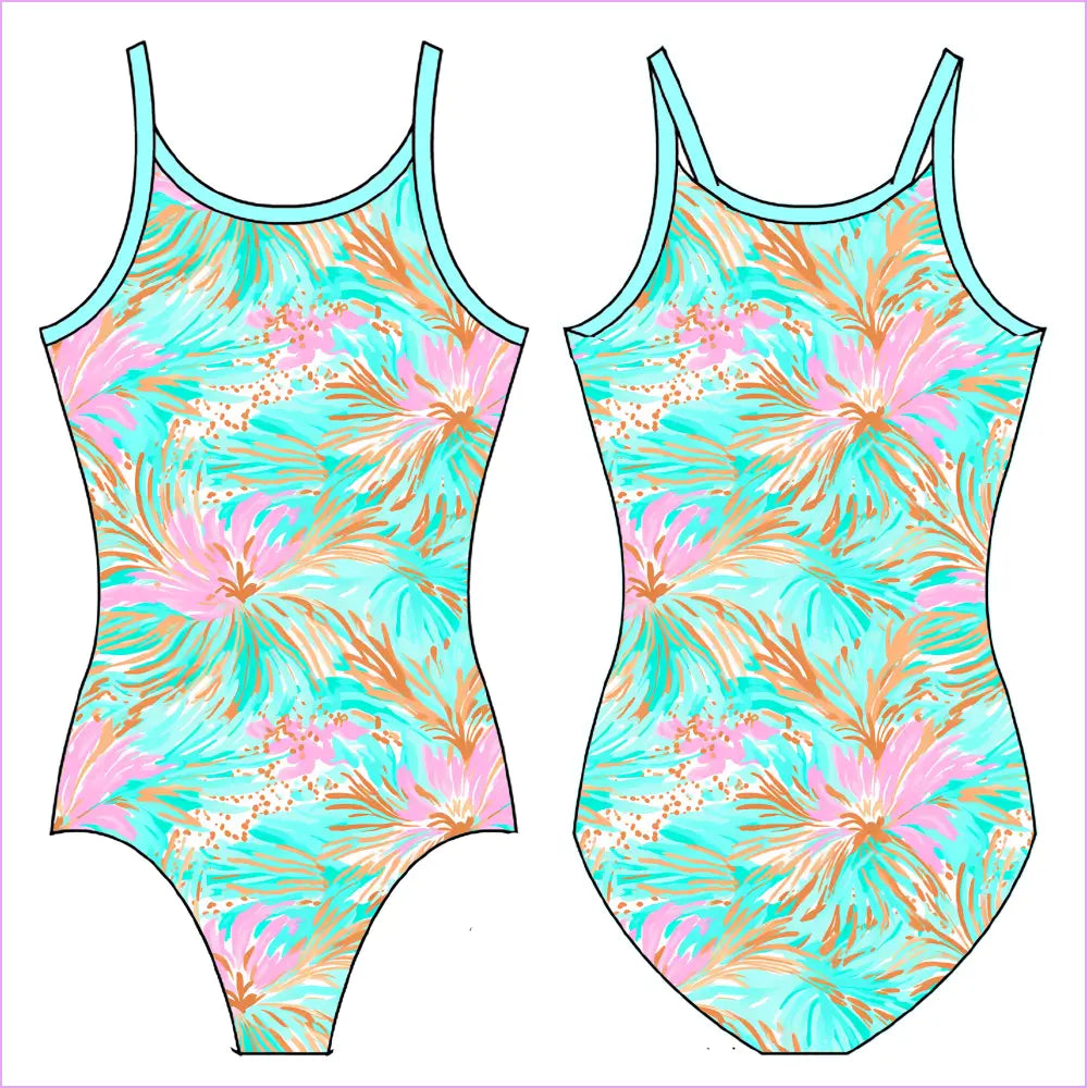 TROPICAL BLOSSOMS GYMNASTICS LEOTARD - GYMNASTICS LEOTARDS