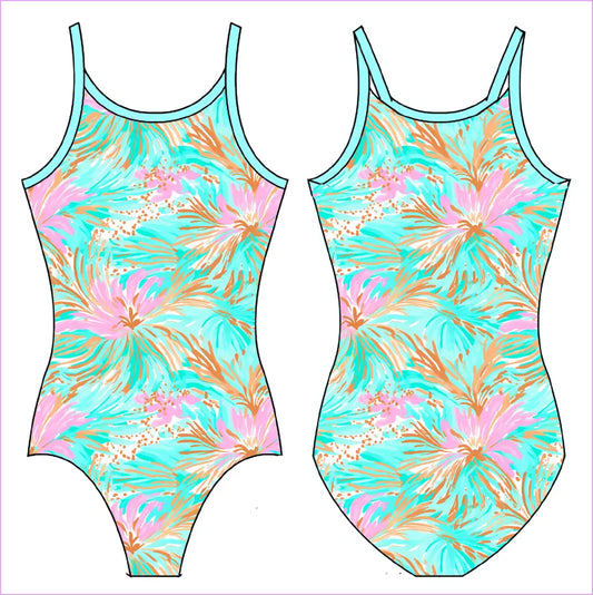 TROPICAL BLOSSOMS GYMNASTICS LEOTARD - GYMNASTICS LEOTARDS