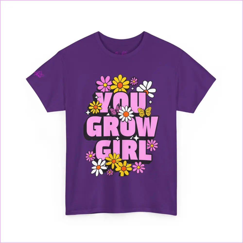 You Grow Girl Floral Unisex Heavy Cotton Tee - T-Shirt