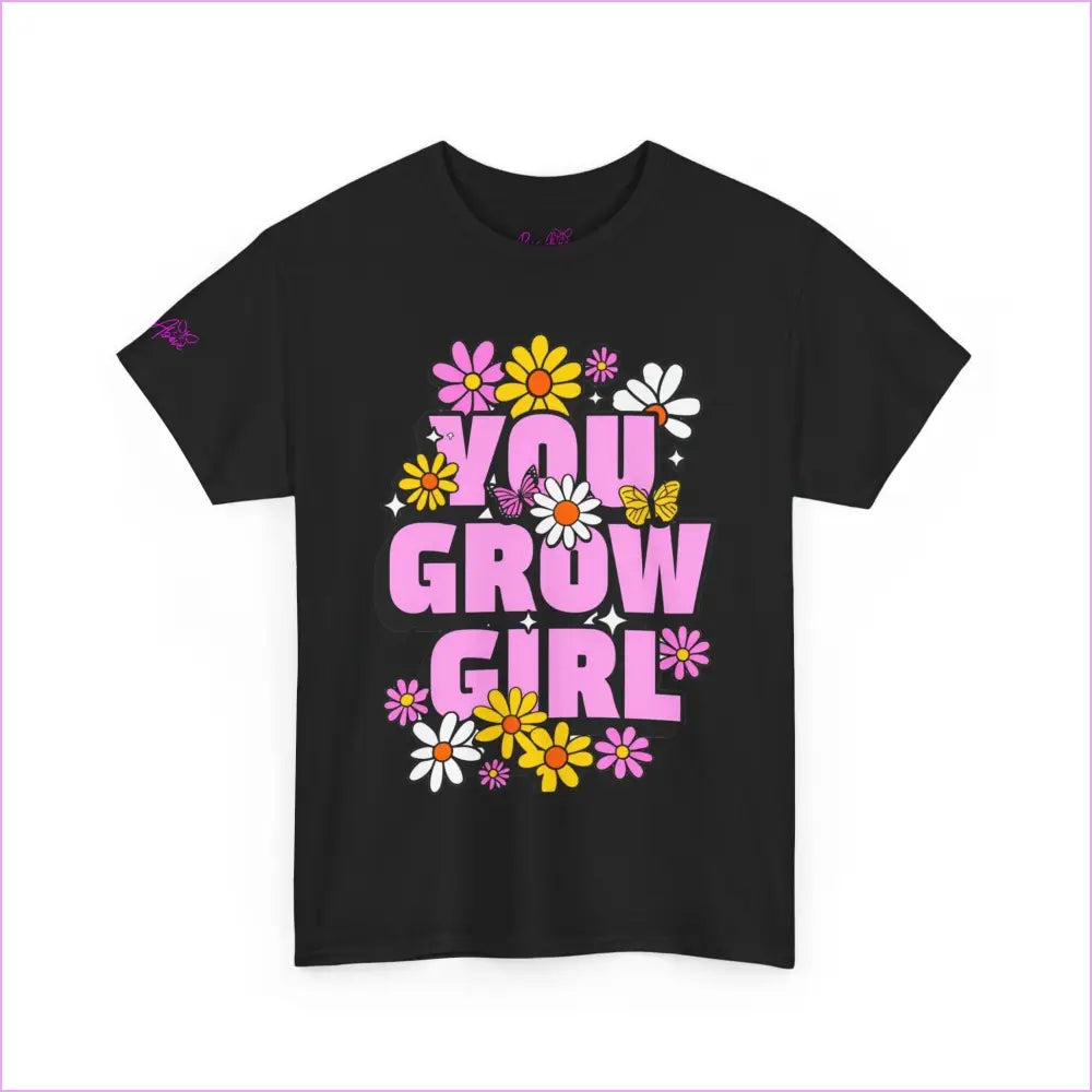 You Grow Girl Floral Unisex Heavy Cotton Tee - T-Shirt