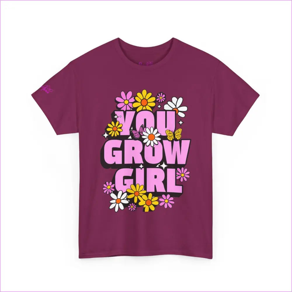 You Grow Girl Floral Unisex Heavy Cotton Tee - T-Shirt