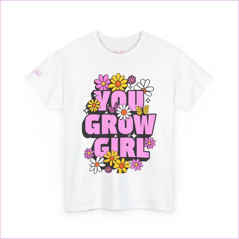 You Grow Girl Floral Unisex Heavy Cotton Tee - T-Shirt